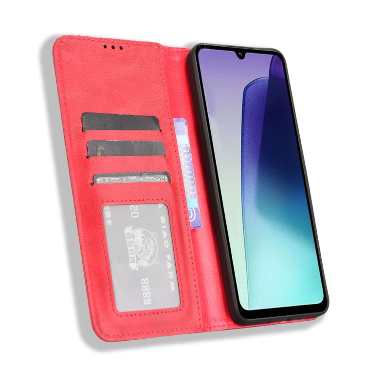 For Redmi 14C 4G Magnetic Buckle Retro Texture Leather Phone Case