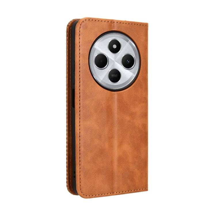 For Redmi 14C 4G Magnetic Buckle Retro Texture Leather Phone Case