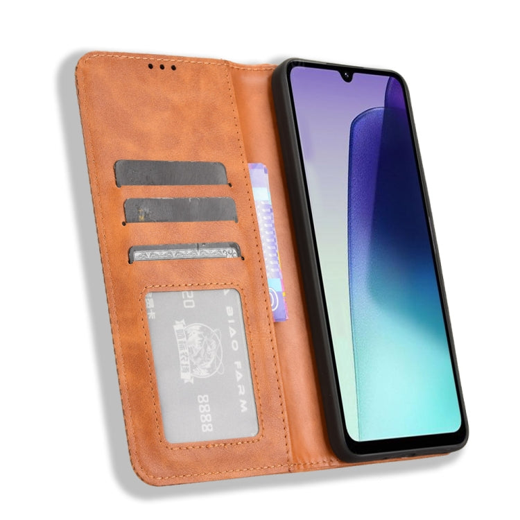 For Redmi 14C 4G Magnetic Buckle Retro Texture Leather Phone Case