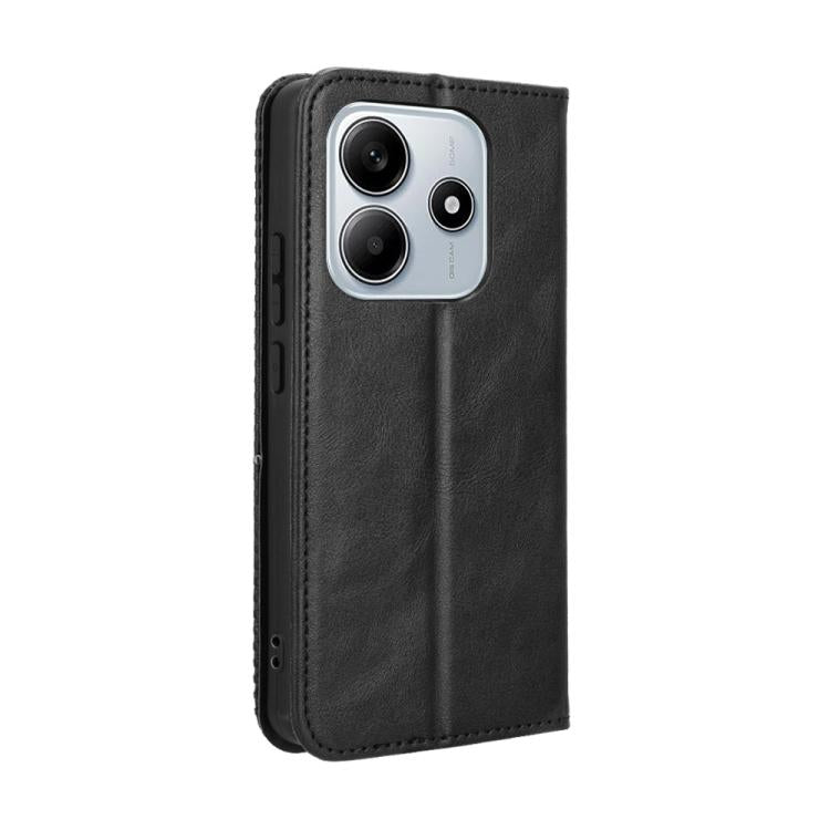 For Redmi Note 14 4G Global 163.25mm Magnetic Buckle Retro Texture Leather Phone Case