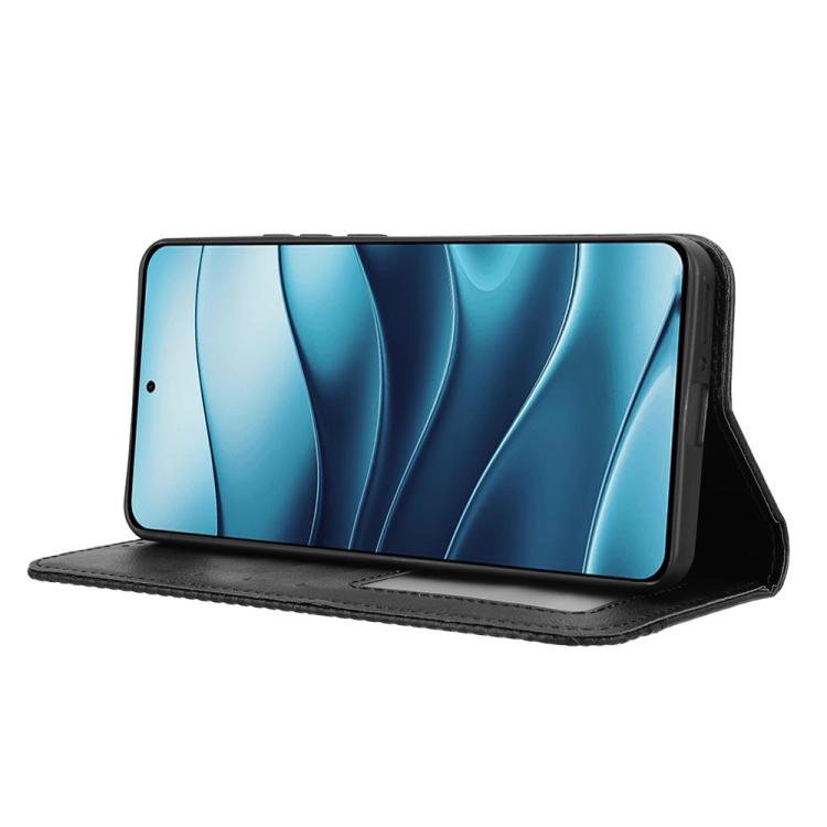 For Redmi Note 14 4G Global 163.25mm Magnetic Buckle Retro Texture Leather Phone Case