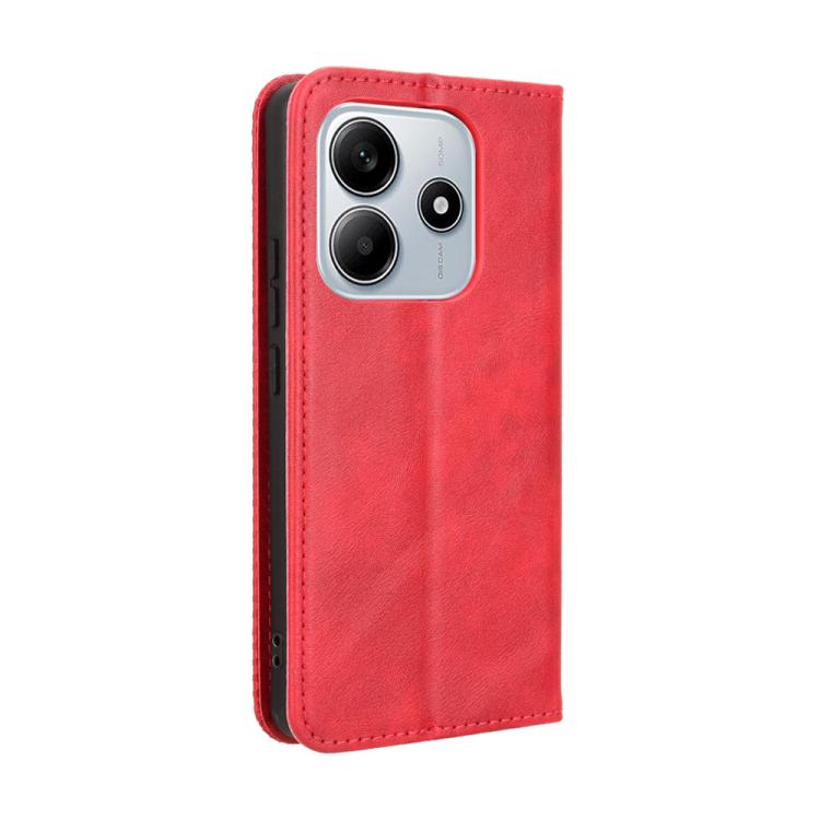 For Redmi Note 14 4G Global 163.25mm Magnetic Buckle Retro Texture Leather Phone Case