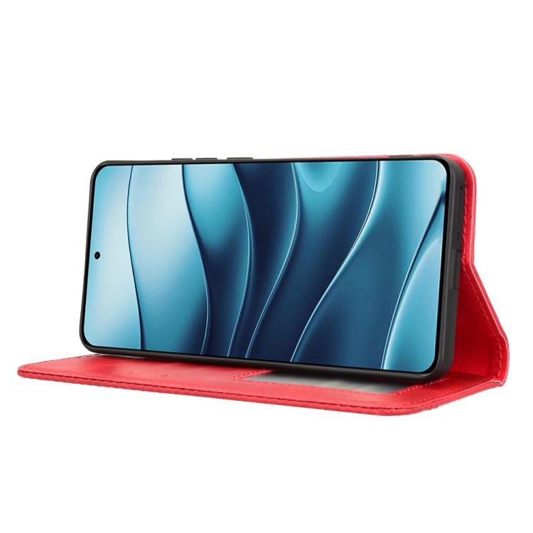 For Redmi Note 14 4G Global 163.25mm Magnetic Buckle Retro Texture Leather Phone Case