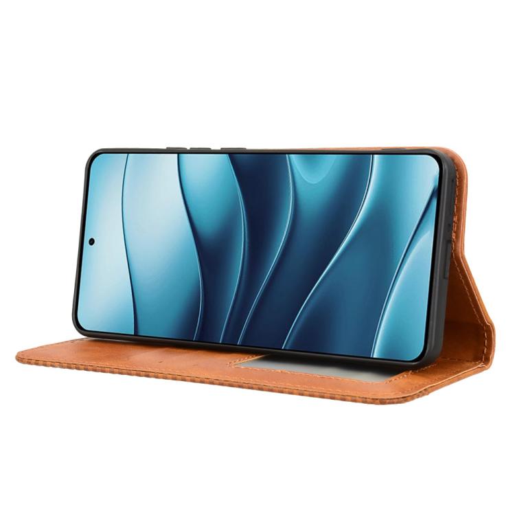 For Redmi Note 14 4G Global 163.25mm Magnetic Buckle Retro Texture Leather Phone Case