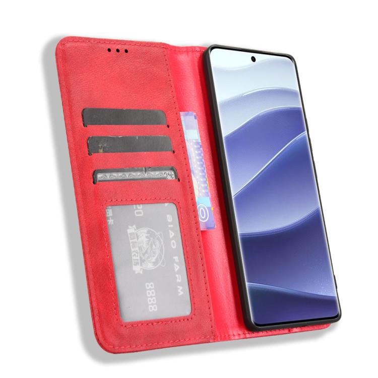 For Redmi Note 14 Pro+ 5G Magnetic Buckle Retro Texture Leather Phone Case