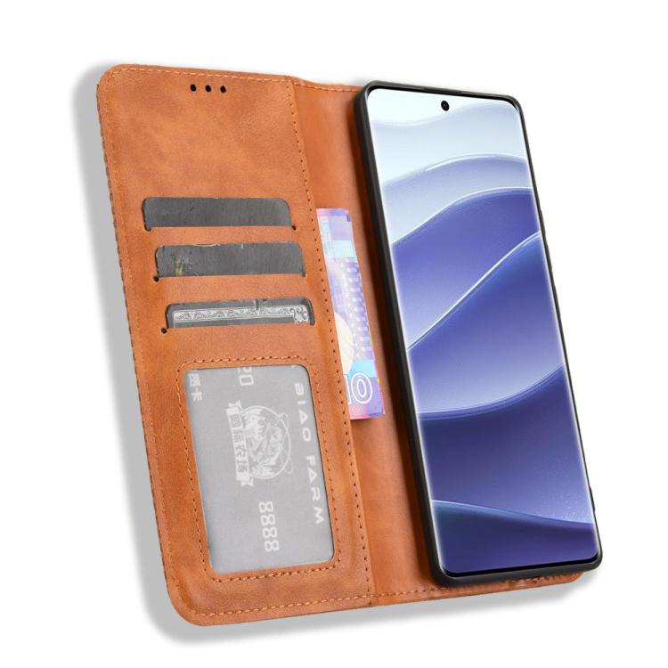 For Redmi Note 14 Pro+ 5G Magnetic Buckle Retro Texture Leather Phone Case