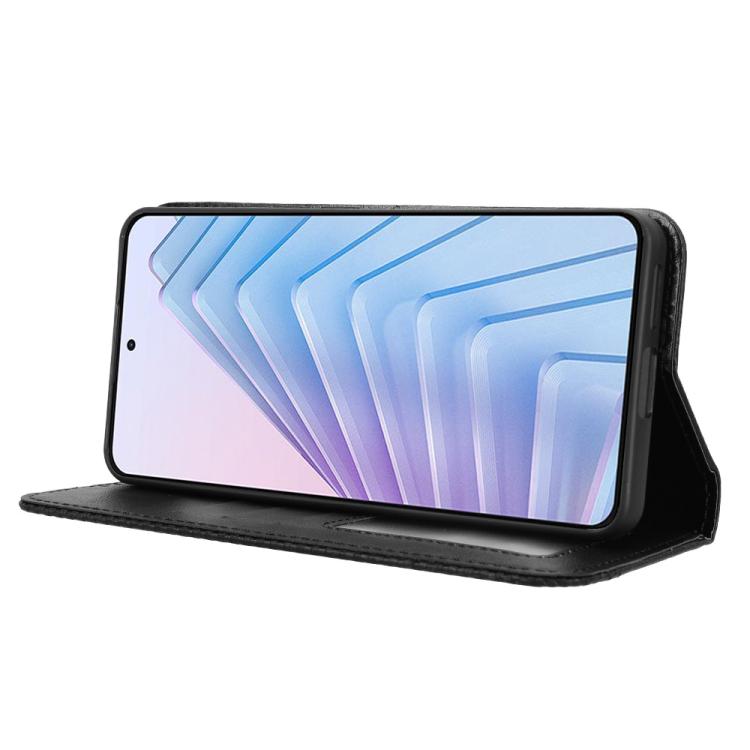 For Redmi Note 14 4G 163.25mm Magnetic Buckle Retro Texture Leather Phone Case