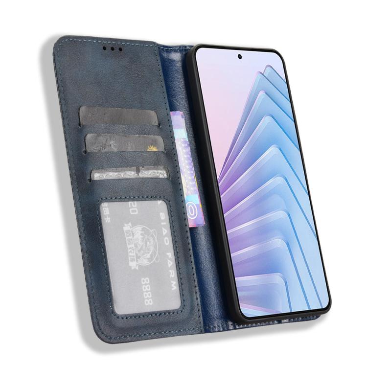 For Redmi Note 14 4G 163.25mm Magnetic Buckle Retro Texture Leather Phone Case