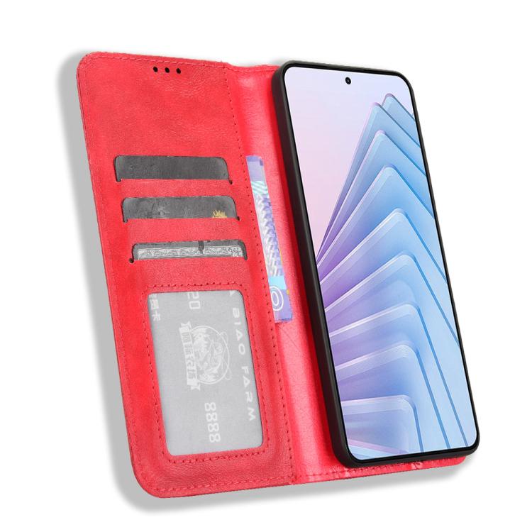 For Redmi Note 14 4G 164.84mm EU Version Magnetic Buckle Retro Texture Leather Phone Case