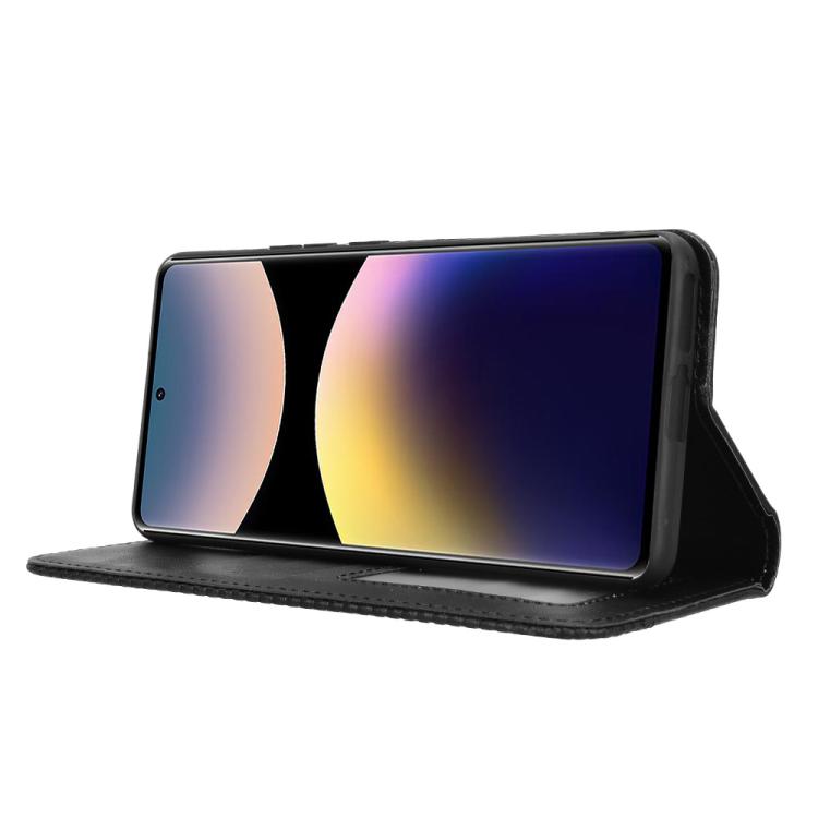 For Redmi Note 14 Pro 4G Magnetic Buckle Retro Texture Leather Phone Case