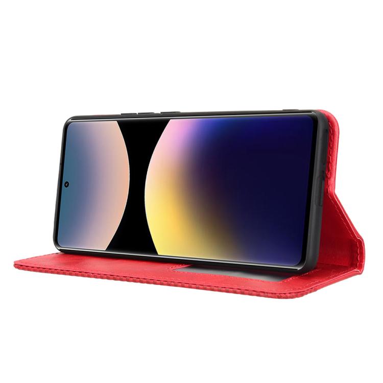 For Redmi Note 14 Pro 4G Magnetic Buckle Retro Texture Leather Phone Case