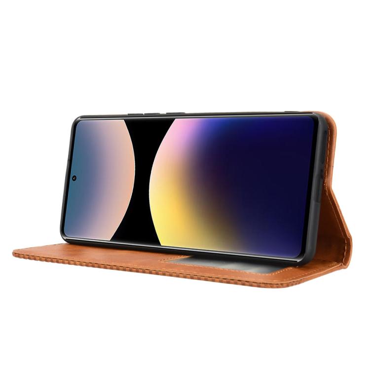 For Redmi Note 14 Pro 4G Magnetic Buckle Retro Texture Leather Phone Case