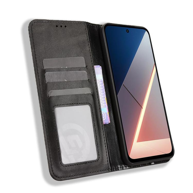 For Xiaomi Poco M7 4G 169mm Magnetic Buckle Retro Texture Leather Phone Case