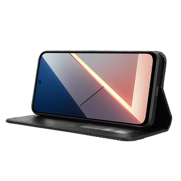 For Xiaomi Poco M7 4G 169mm Magnetic Buckle Retro Texture Leather Phone Case