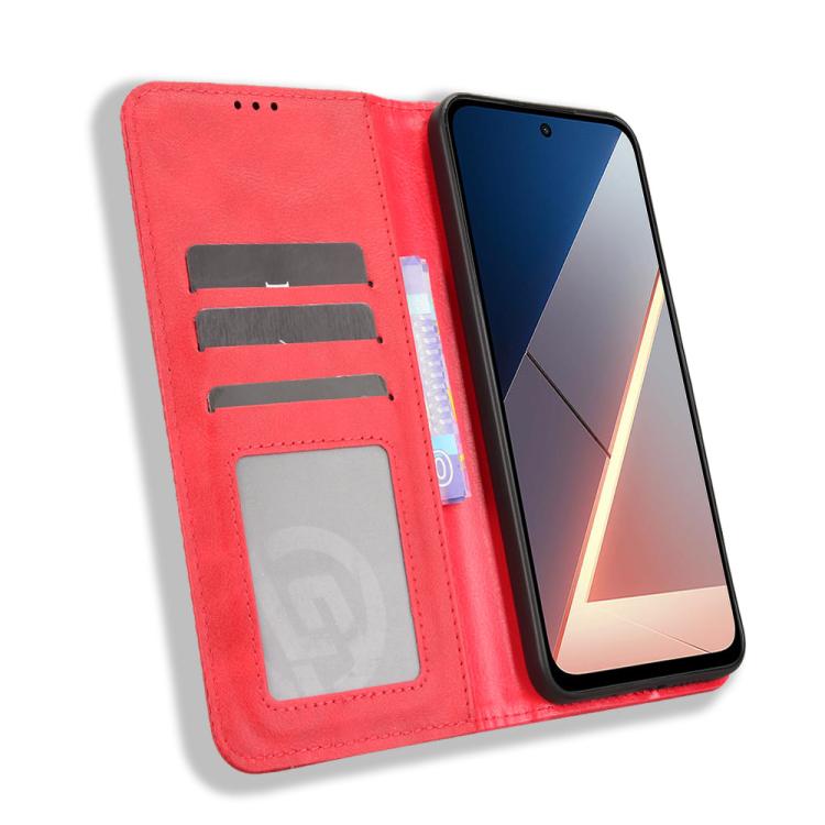 For Xiaomi Poco M7 4G 169mm Magnetic Buckle Retro Texture Leather Phone Case