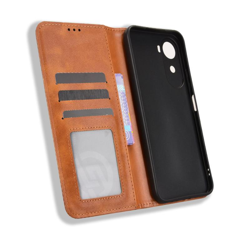For Redmi A7 Pro 171mm / Poco C85x 5G Magnetic Buckle Retro Texture Leather Phone Case