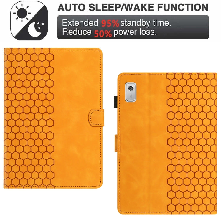 For Lenovo Tab M9 TB-310FU Honeycomb Embossed Leather Smart Tablet Case