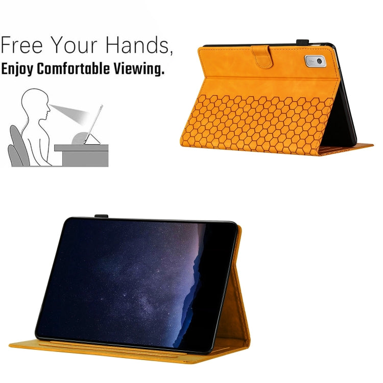 For Lenovo Tab M9 TB-310FU Honeycomb Embossed Leather Smart Tablet Case