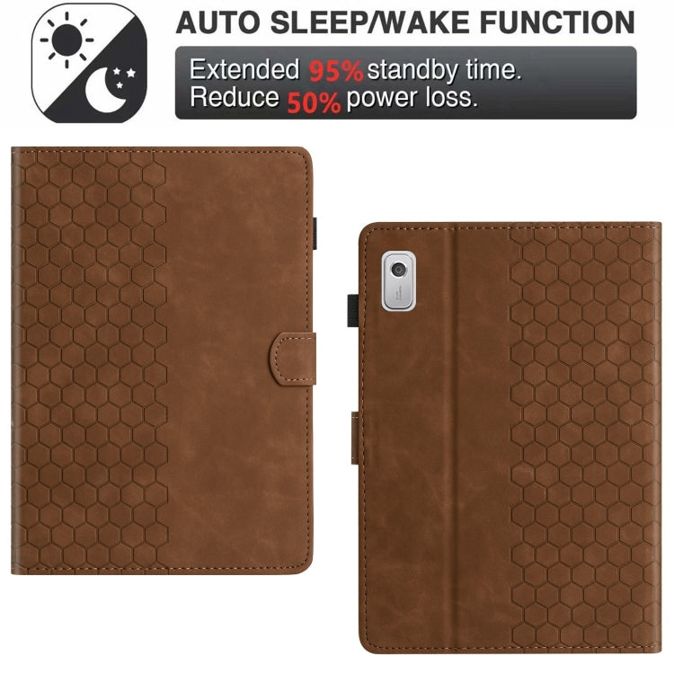 For Lenovo Tab M9 TB-310FU Honeycomb Embossed Leather Smart Tablet Case
