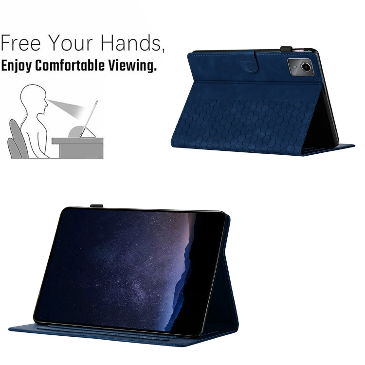 For Lenovo Tab M11 / Xiaoxin Pad 2024 Honeycomb Embossed Leather Smart Tablet Case