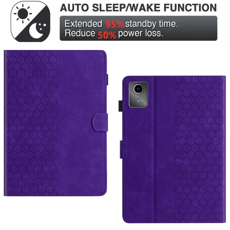 For Lenovo Tab M11 / Xiaoxin Pad 2024 Honeycomb Embossed Leather Smart Tablet Case