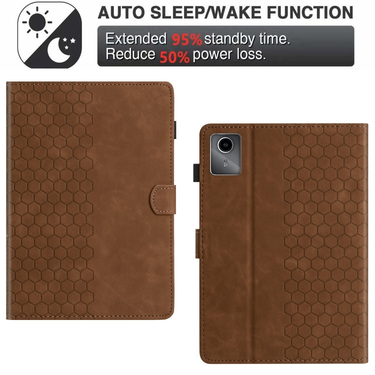 For Lenovo Tab M11 / Xiaoxin Pad 2024 Honeycomb Embossed Leather Smart Tablet Case