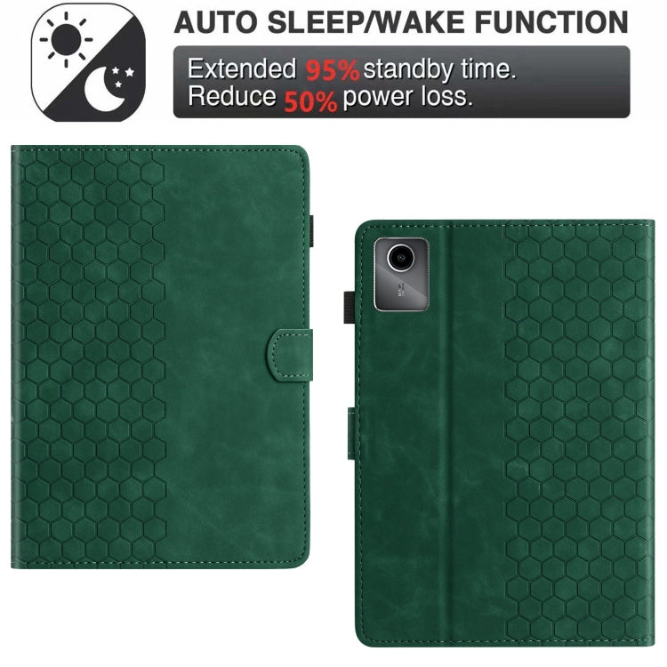 For Lenovo Tab M11 / Xiaoxin Pad 2024 Honeycomb Embossed Leather Smart Tablet Case