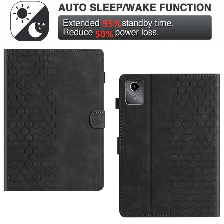For Lenovo Tab M11 / Xiaoxin Pad 2024 Honeycomb Embossed Leather Smart Tablet Case
