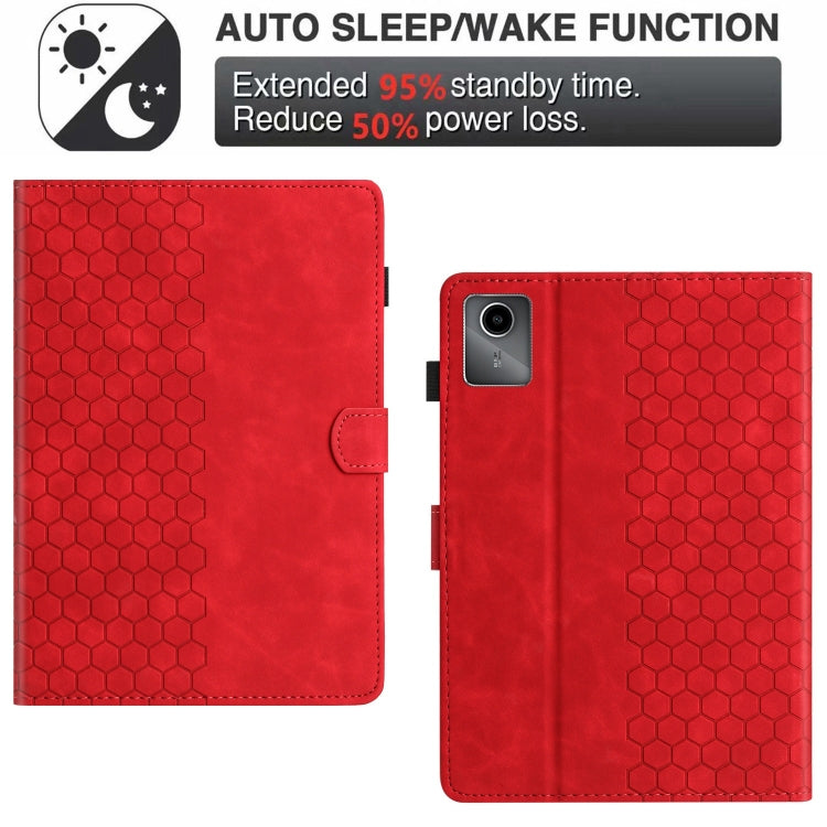 For Lenovo Tab M11 / Xiaoxin Pad 2024 Honeycomb Embossed Leather Smart Tablet Case