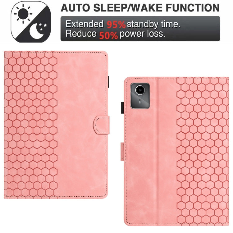 For Lenovo Tab M11 / Xiaoxin Pad 2024 Honeycomb Embossed Leather Smart Tablet Case