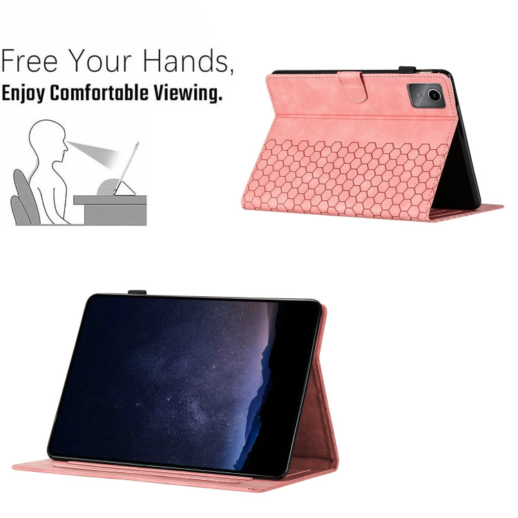 For Lenovo Tab M11 / Xiaoxin Pad 2024 Honeycomb Embossed Leather Smart Tablet Case