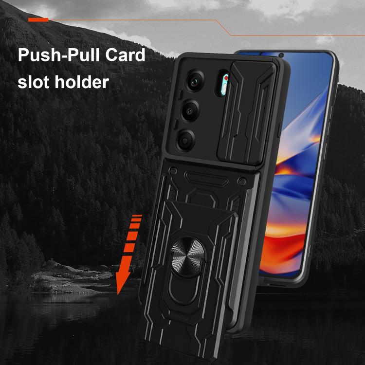 For Tecno Camon 40 Sliding Camshield TPU+PC Phone Case with Card Slot