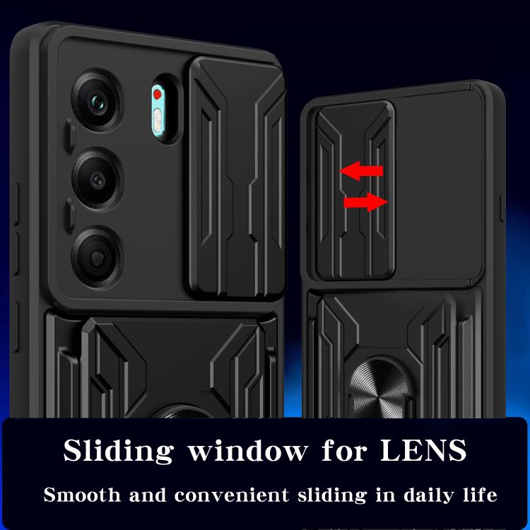 For Tecno Camon 40 Sliding Camshield TPU+PC Phone Case with Card Slot