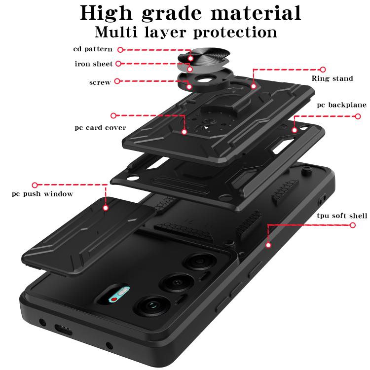 For Tecno Camon 40 Sliding Camshield TPU+PC Phone Case with Card Slot