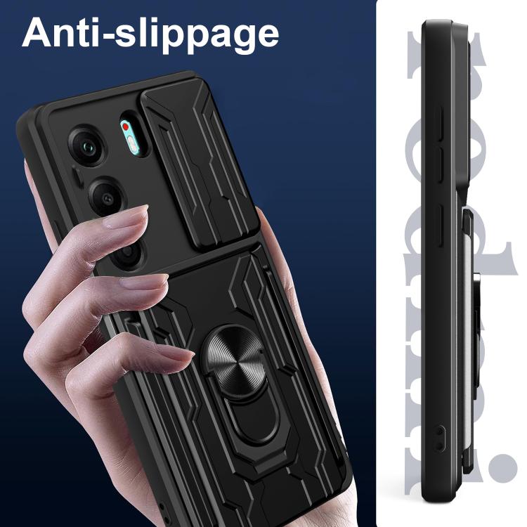 For Tecno Camon 40 Sliding Camshield TPU+PC Phone Case with Card Slot