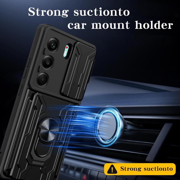 For Tecno Camon 40 Sliding Camshield TPU+PC Phone Case with Card Slot