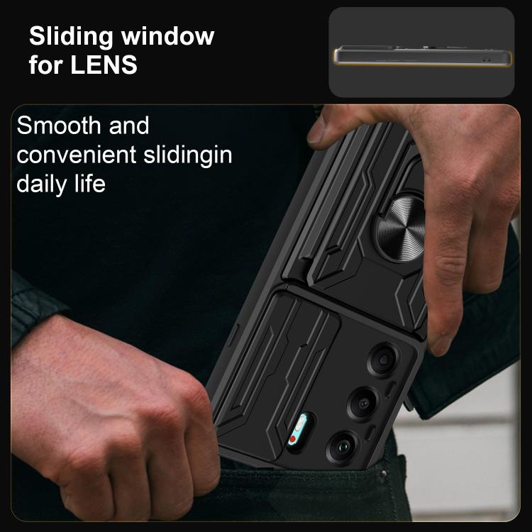 For Tecno Camon 40 Sliding Camshield TPU+PC Phone Case with Card Slot