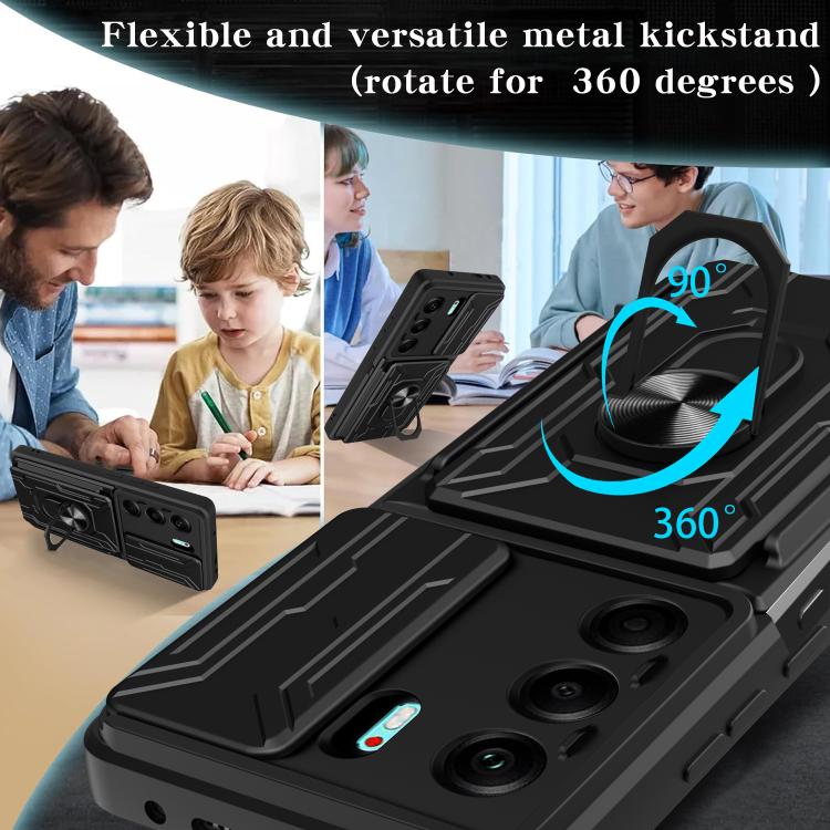 For Tecno Camon 40 Sliding Camshield TPU+PC Phone Case with Card Slot