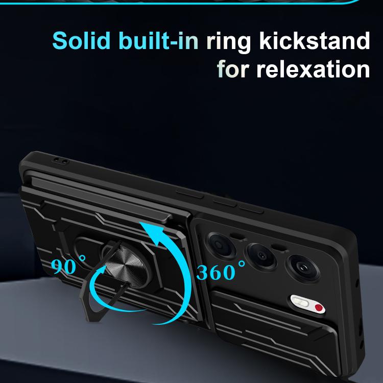 For Tecno Camon 40 Pro 5G Sliding Camshield TPU+PC Phone Case with Card Slot