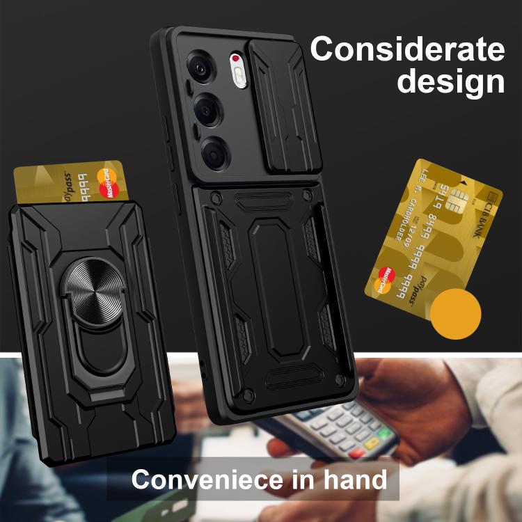 For Tecno Camon 40 Pro 5G Sliding Camshield TPU+PC Phone Case with Card Slot