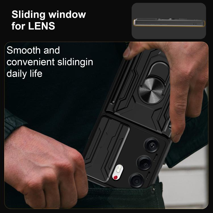 For Tecno Camon 40 Pro 5G Sliding Camshield TPU+PC Phone Case with Card Slot