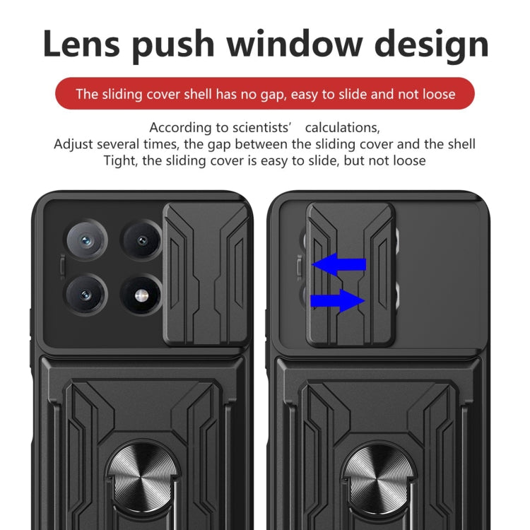 For Xiaomi Poco X6 Pro Sliding Camshield TPU+PC Phone Case with Card Slot
