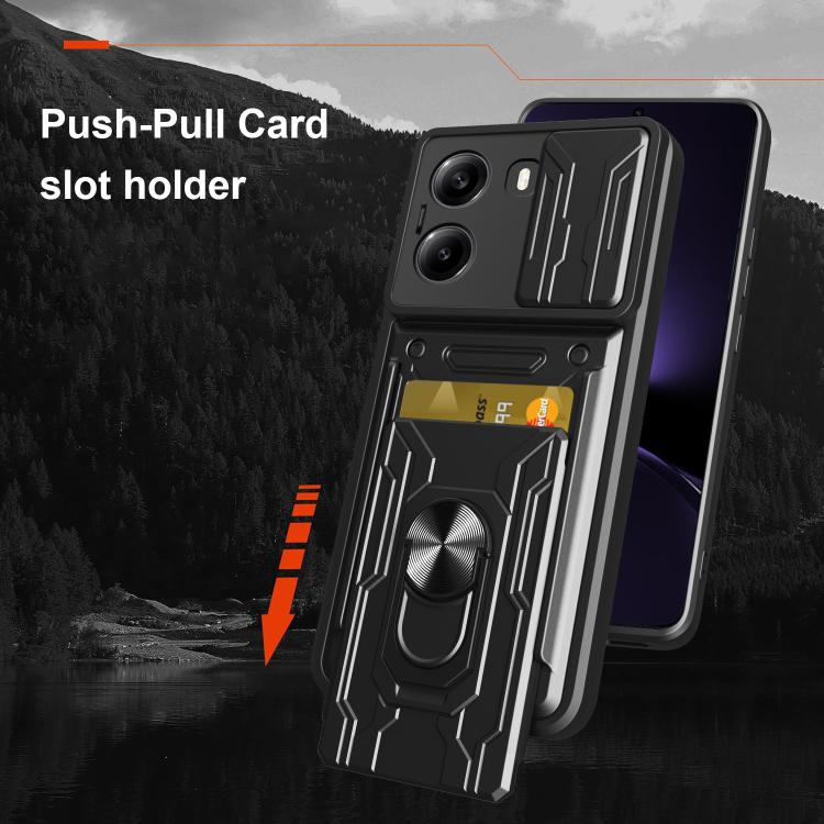 For Xiaomi Poco X7 Pro Sliding Camshield TPU+PC Phone Case with Card Slot