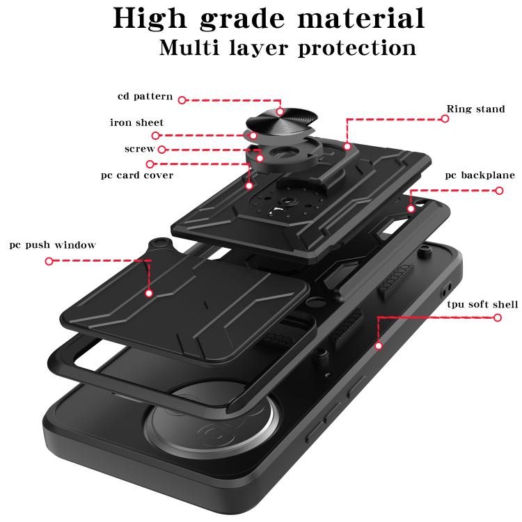 For Xiaomi Poco F7 Pro Sliding Camshield TPU+PC Phone Case with Card Slot