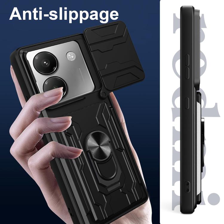 For Xiaomi Poco M7 Pro 5G Sliding Camshield TPU+PC Phone Case with Card Slot