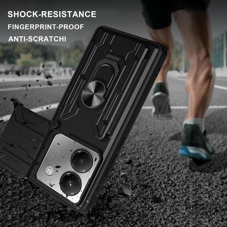 For Xiaomi Poco M7 Pro 5G Sliding Camshield TPU+PC Phone Case with Card Slot
