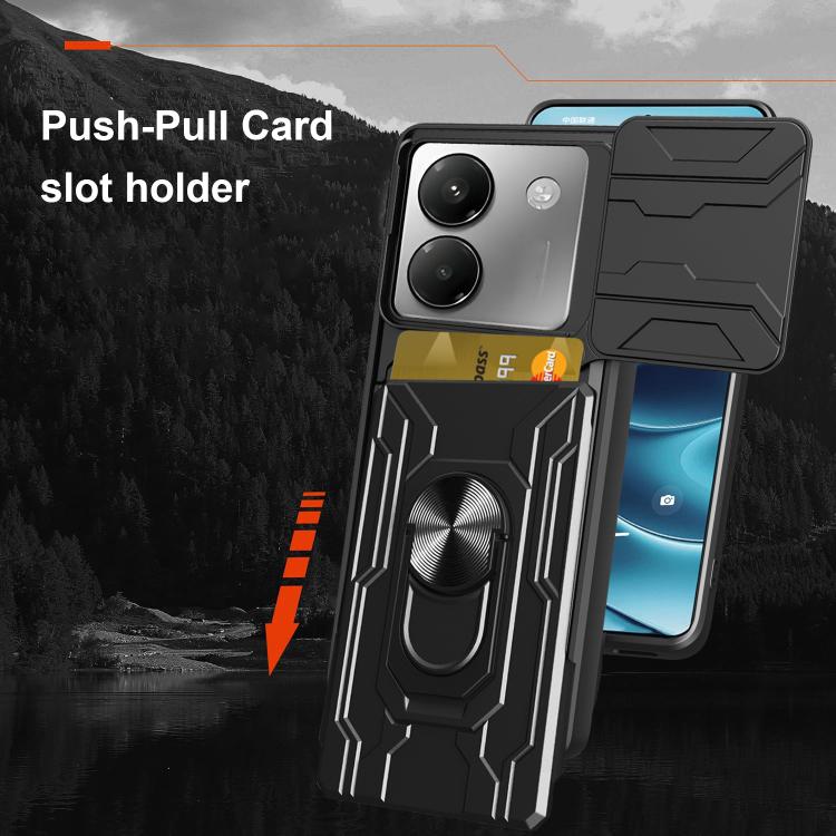 For Xiaomi Poco M7 Pro 5G Sliding Camshield TPU+PC Phone Case with Card Slot