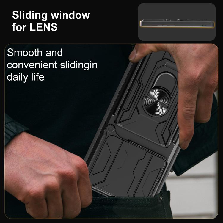 For Xiaomi Poco M7 Pro 5G Sliding Camshield TPU+PC Phone Case with Card Slot