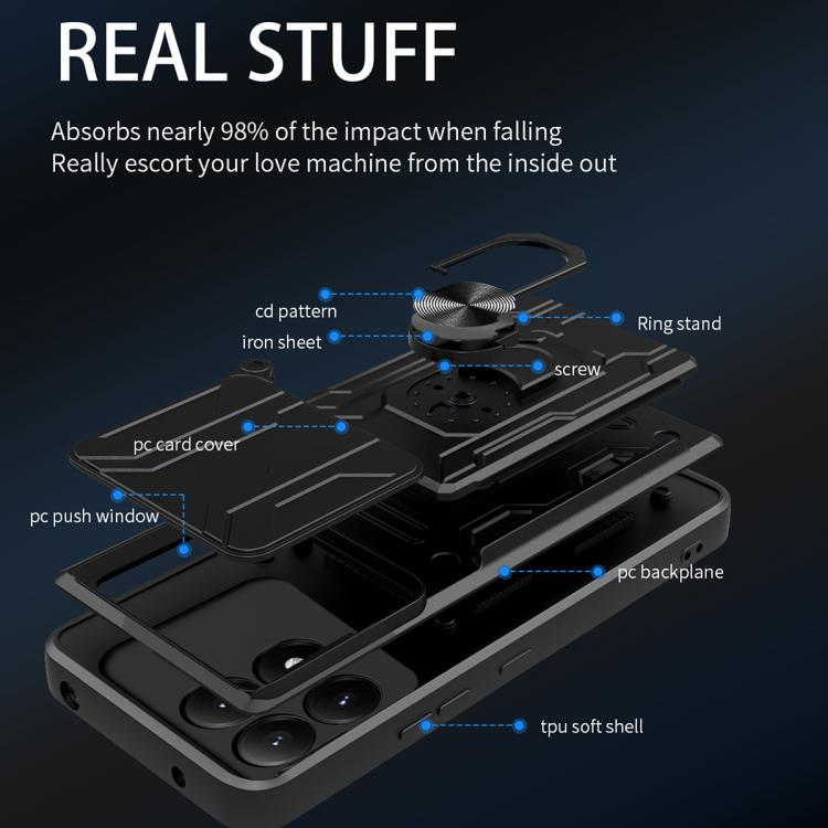 For Xiaomi 15T 5G Sliding Camshield TPU+PC Phone Case with Card Slot