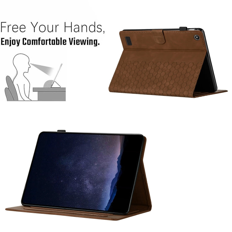 For Amazon Kindle Fire 7 2017 / 2019 Honeycomb Embossed Leather Smart Tablet Case